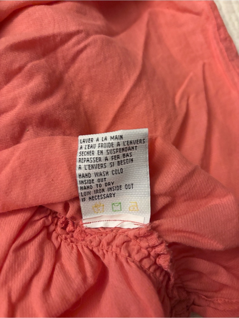 lady dutch vintage salmon ruffle lace up top - Picture 4 of 4